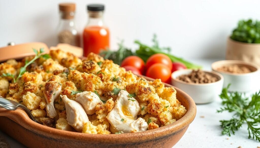 healthy chicken and stuffing casserole healthy chicken and stuffing casserole