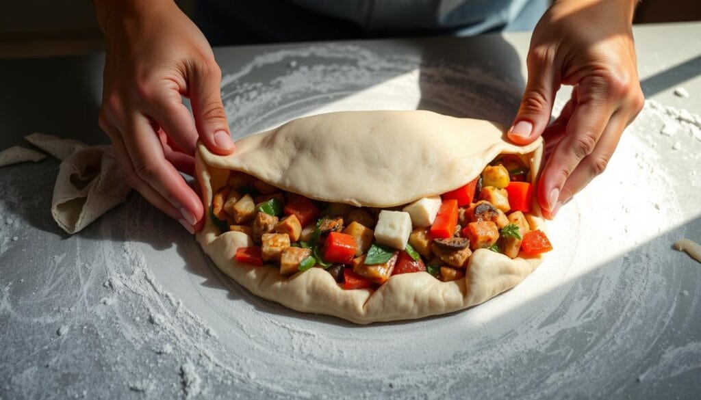 calzone filling and shaping