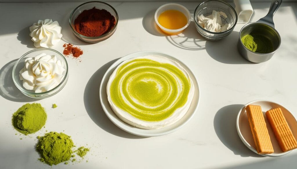 matcha tiramisu preparation